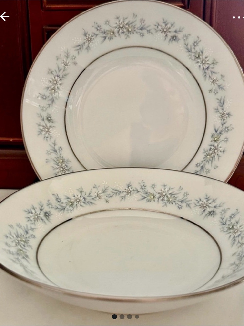 Noritake Marywood 5.5” Blue Floral with Silver trim 2 dessesrt bowls